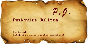 Petkovits Julitta névjegykártya